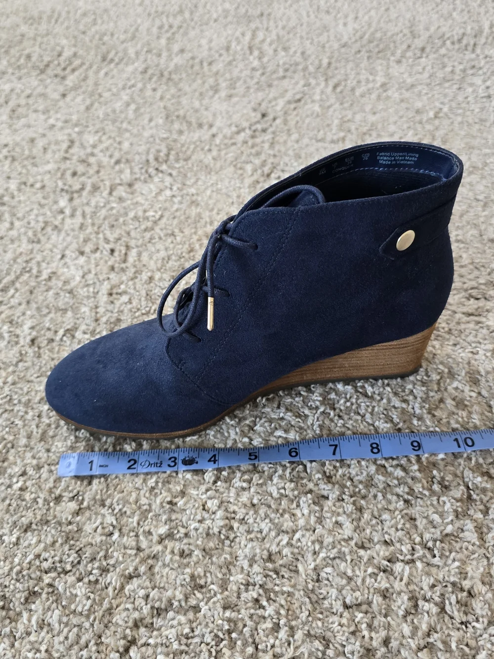 Dr. Scholl's Conquer BE Energized Womens Blue LaceUp Wedge Ankle Bootie US 9 NEW